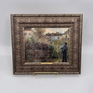 Renoir "Claude Monet Painting in His Garden" Framed Textured Canvas Print 13x15
